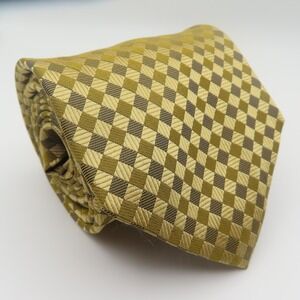 Valerio Garati Tie Silk Gold Checked 3.75" Wide 58" Long